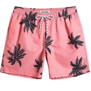 Brand New Quick Dry Tropical Palm Print Men's Swim Trunks Size Large